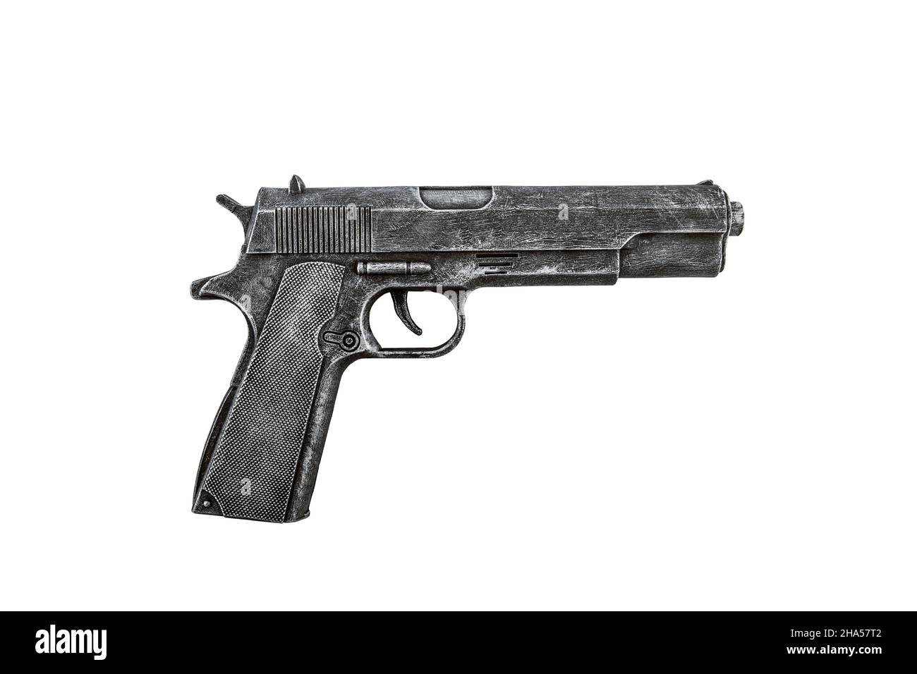 Schwarze Pistole Pistole isoliert auf weißem Hintergrund mit Clipping-Pfad Stockfoto