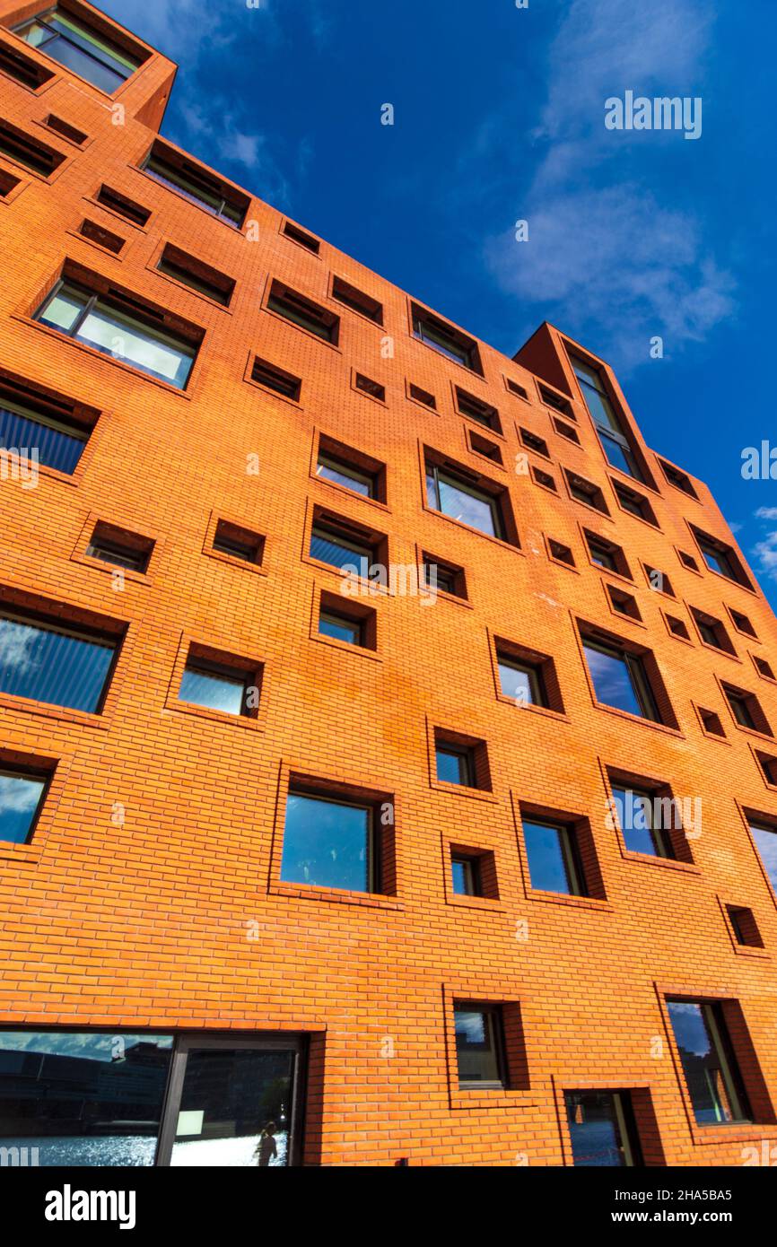 Kopenhagen, Koebenhavn: Moderne Mehrfamilienhäuser am alten Hafen Oestbassin in der Gegend von Soendre Frihavn (Freeport), in , Seeland, Sjaelland, Dänemark Stockfoto