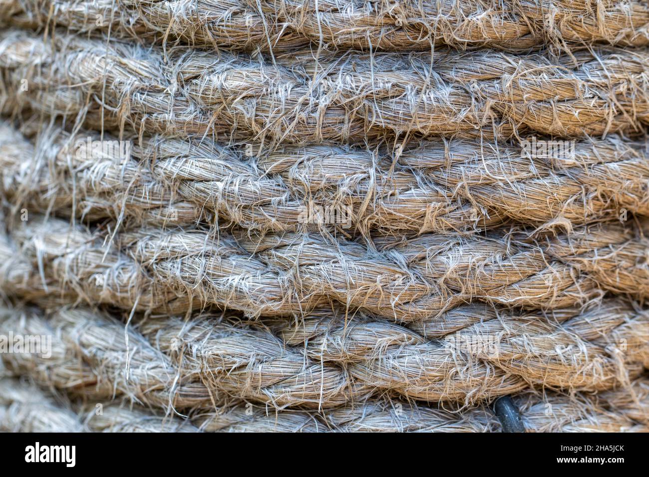 Nahaufnahme Makro von ausgefranster Seilstruktur Stockfoto