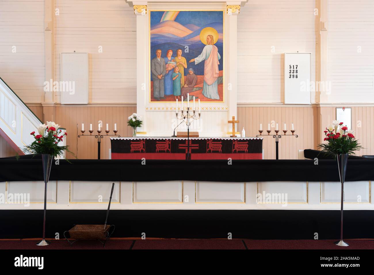 Altar von anton lindforsin in der Kirche von muonio, kittila, lappland, finnland Stockfoto