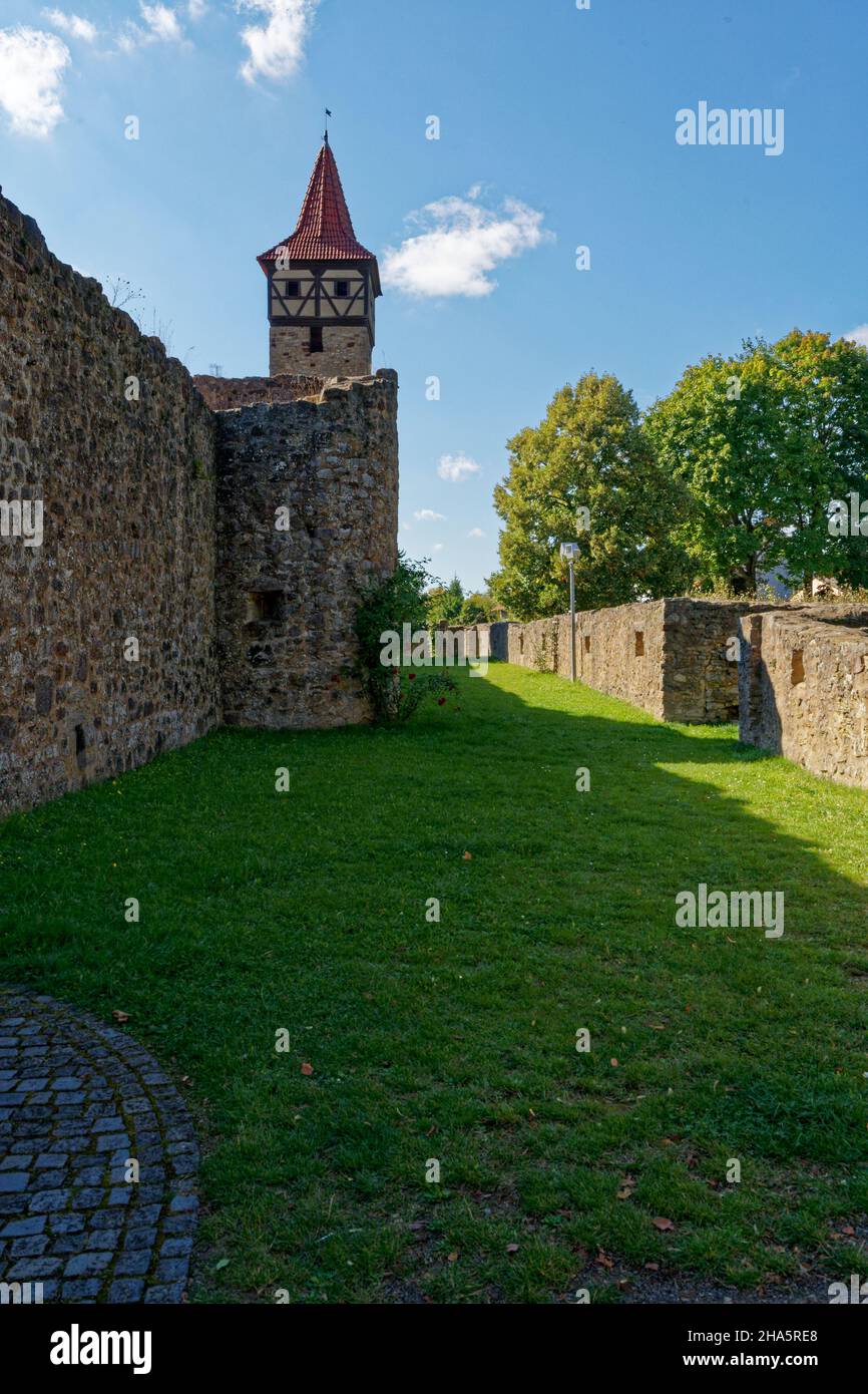 Die Wehrkirche in ostheim vor der rhön, Bezirk rhön-grabfeld, Biosphärenreservat rhön, unterfranken, franken, bayern, deutschland Stockfoto