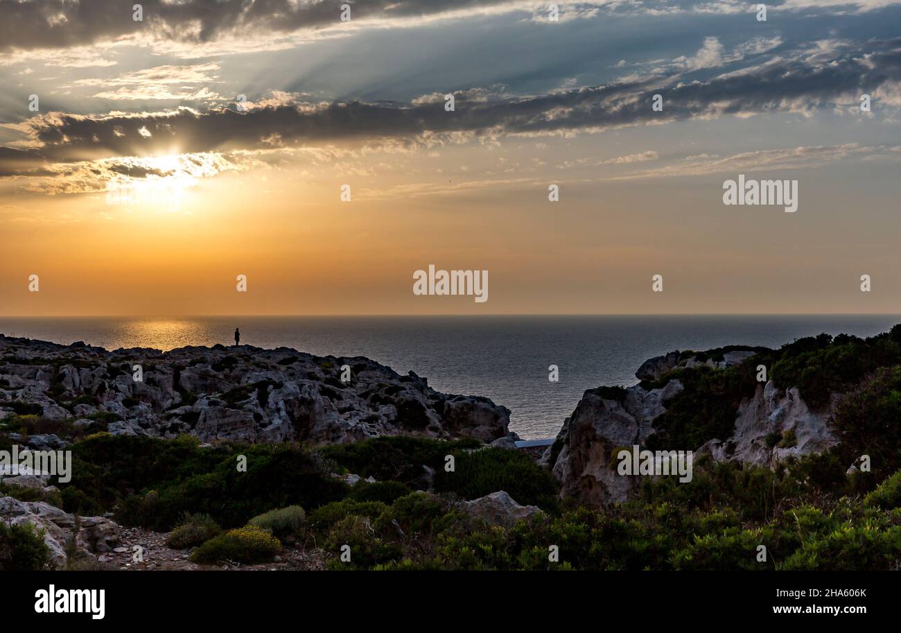 Sonnenuntergang, Cap de cavalleria, menorca, balearen, spanien, europa Stockfoto