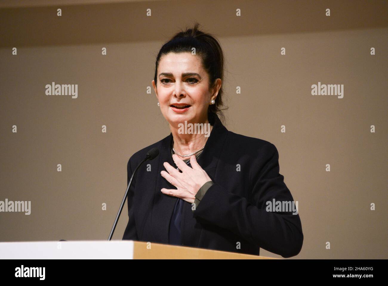 ARA PACIS, Rom, Italien, 10. Dezember 2021, Laura Boldrini, Politikerin beim CIDU Award 2020 und 2021 - Nachrichten Stockfoto