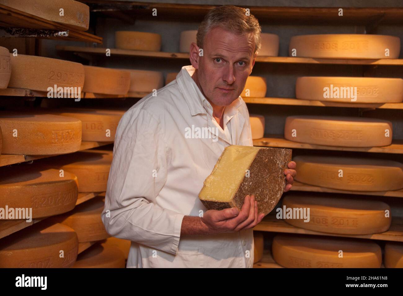 italien Provinz bozen,Südtirol,trentino-Alto adige,eisacktal,wipptal,pfitsch / wiesen,pretzhof,maier karl,Käsekeller Stockfoto