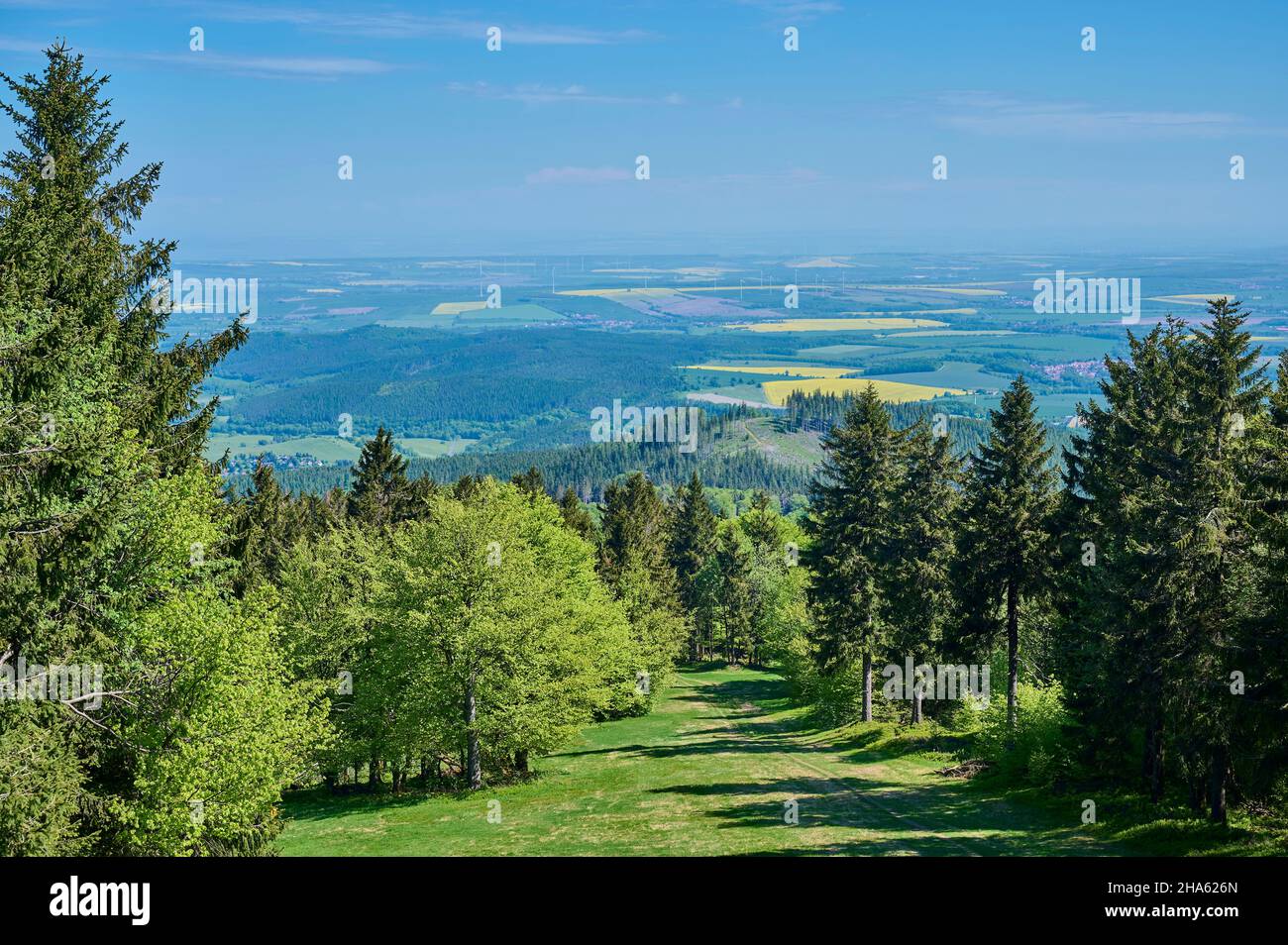 Aussicht,Landschaft,Frühling,großer inselsberg,Bad tabarz,thüringer Wald,thüringen,deutschland Stockfoto