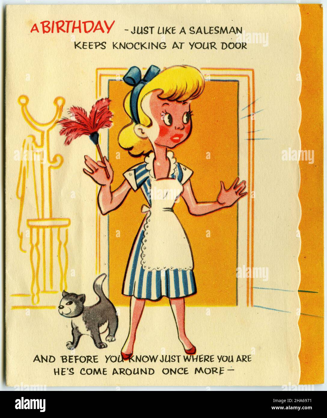 Retro-Design einer Geburtstagskarte - Vorderseite, um 1940 Stockfoto