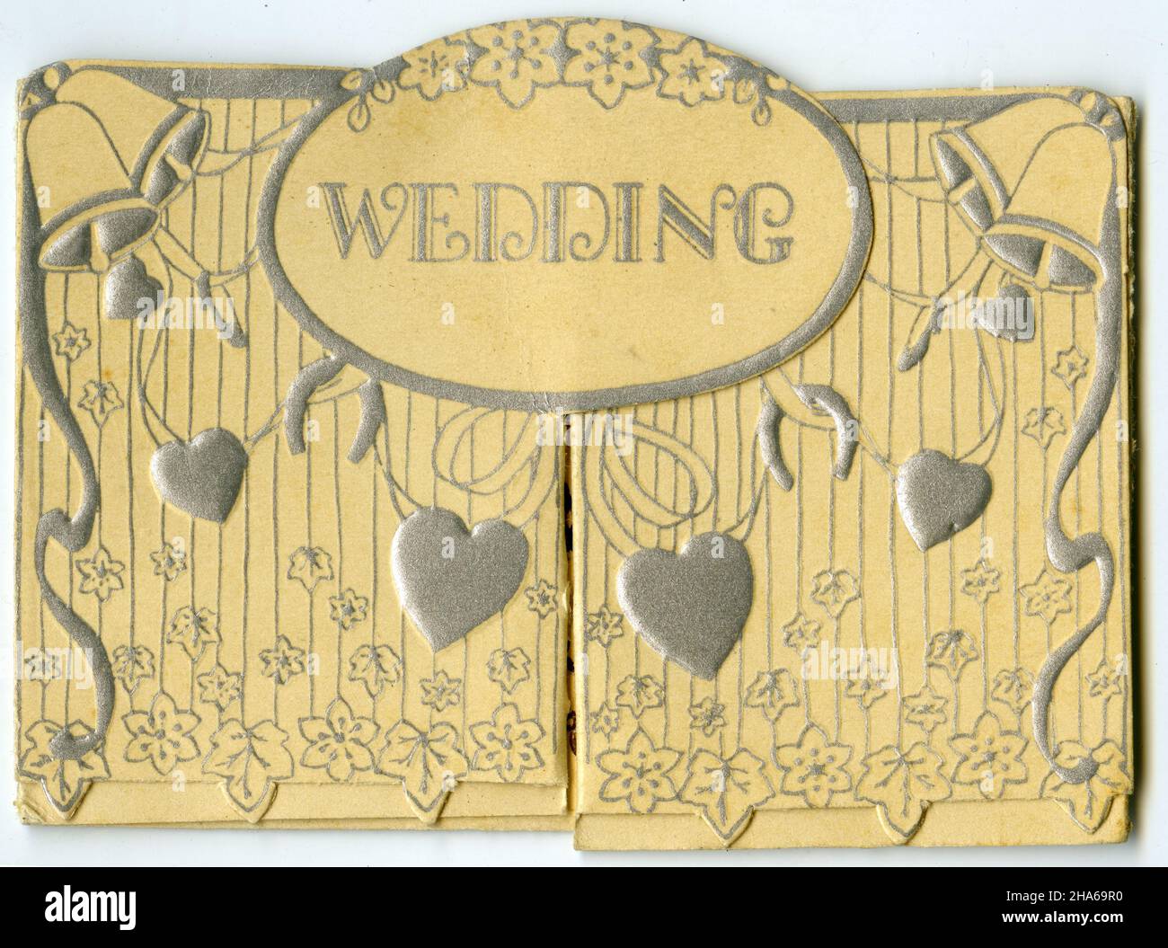Retro-Design einer Hochzeitskarte, um 1930 Stockfoto