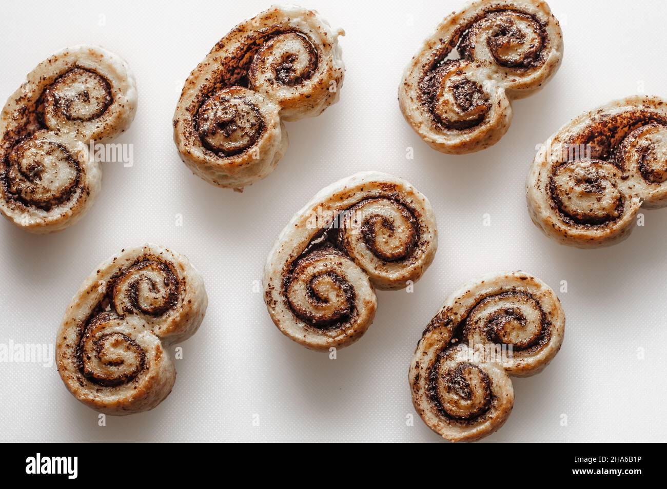 Quark Kuchen mit Schokolade auf weißem Hintergrund Nahaufnahme. Stockfoto