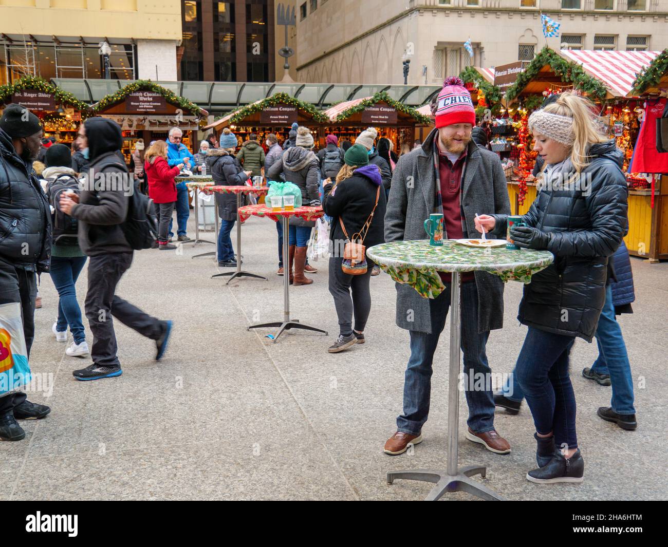 Chicago Christkindlmarket in Daley Plaza. Stockfoto