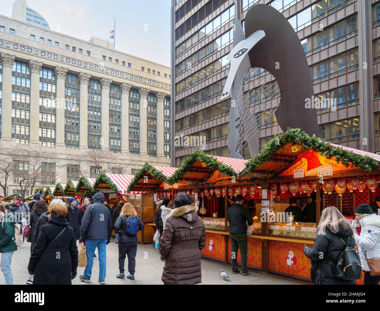 Chicago Christkindlmarket in Daley Plaza. Stockfoto