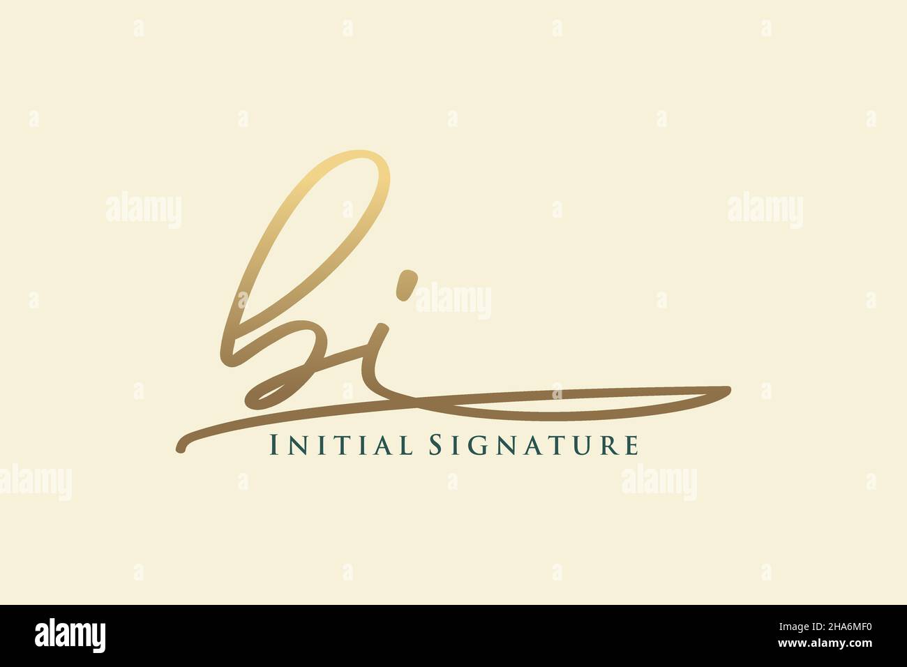 BI Letter Signature Logo Template Elegantes Design-Logo. Handgezeichnete Kalligraphie Schriftzug Vektor Illustration. Stock Vektor