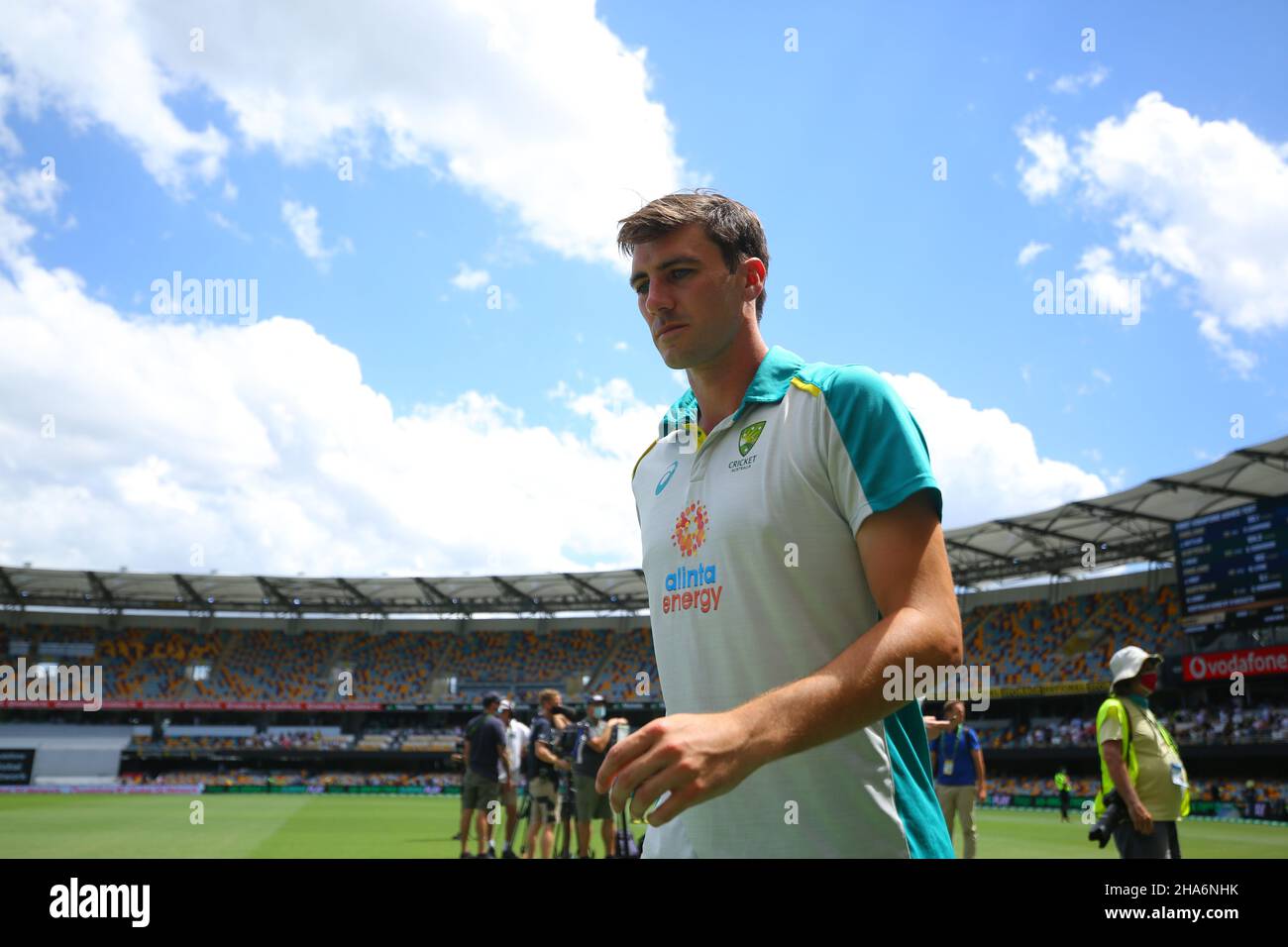 Pat Cummins aus Australien beim Gehen nach dem ersten Test in der Gabba Stockfoto