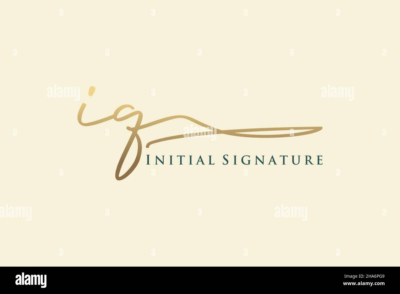 IQ Letter Signature Logo Template Elegantes Design-Logo. Handgezeichnete Kalligraphie Schriftzug Vektor Illustration. Stock Vektor