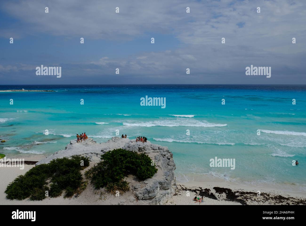 Mexiko Punta Cancun Zona Hotelera - Playa chac mool - Chac mool Beach scene Stockfoto