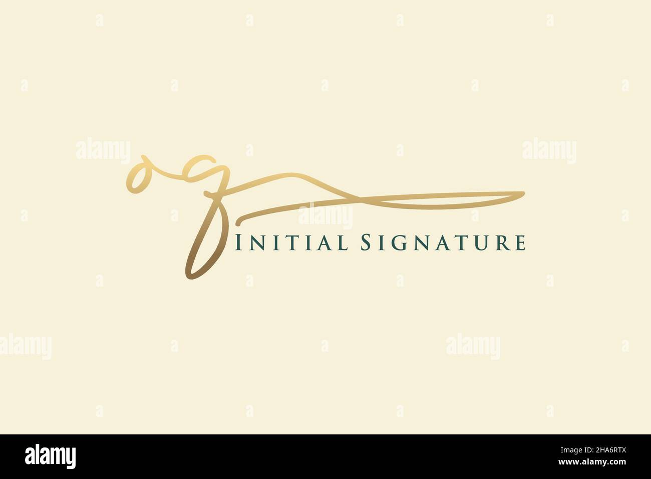 OQ Letter Signature Logo Template Elegantes Design-Logo. Handgezeichnete Kalligraphie Schriftzug Vektor Illustration. Stock Vektor