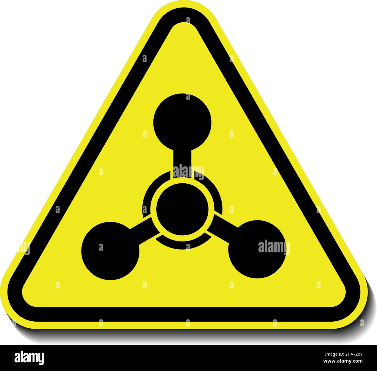 Gefahrstoffe Warnsymbol auf gelbem dreieckigem Vektorzeichen, isoliert auf weißem Hintergrund Stock Vektor