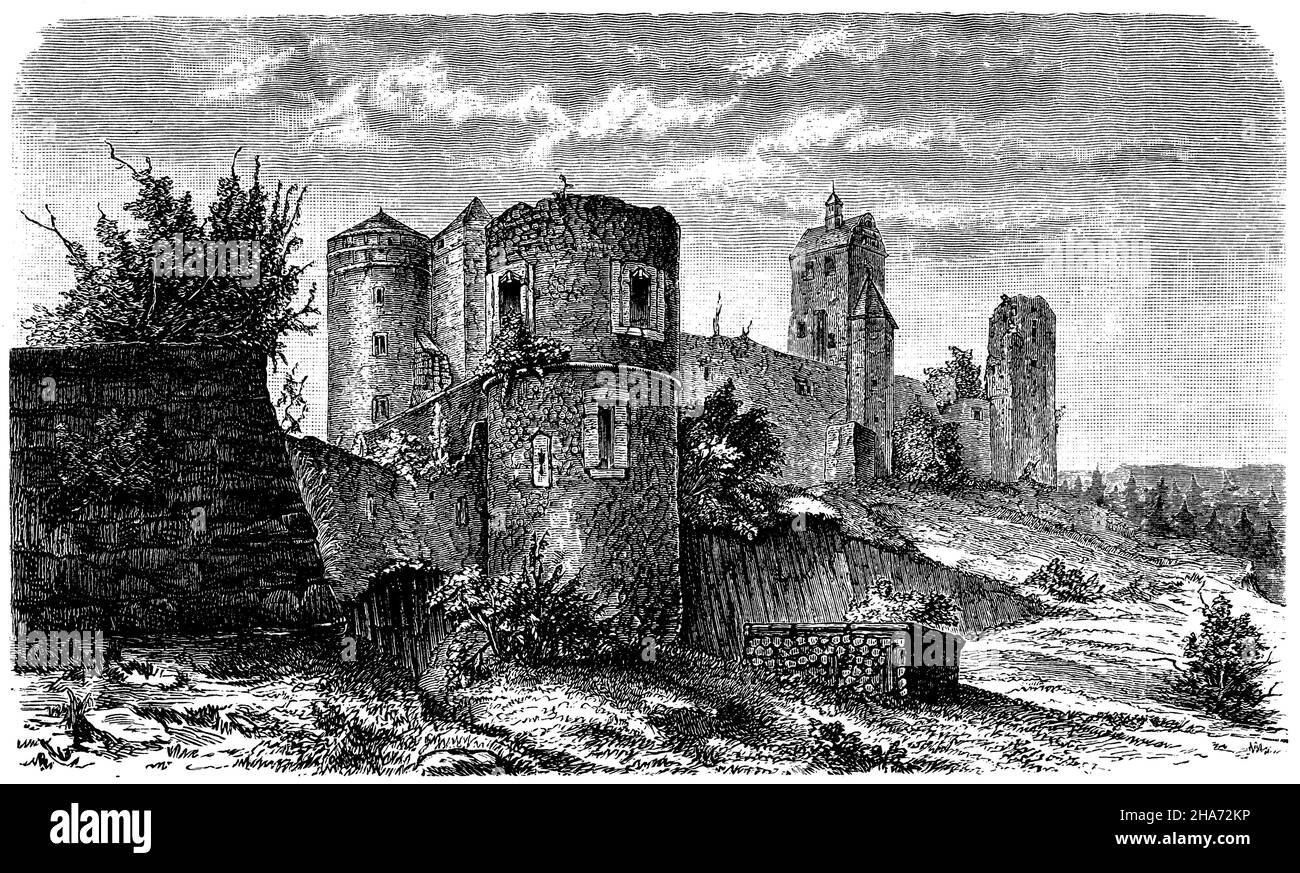 Burgruine in Stolpen, , (Enzyklopädie, 1893) Stockfoto