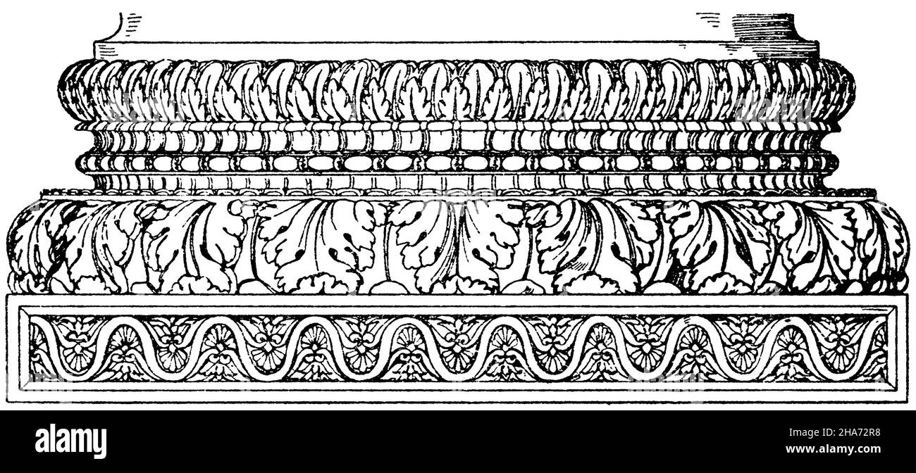 Römischer Stützpunkt vom Concord-Tempel in Rom. (De Vico), , ML (Musterbuch, ) Stockfoto