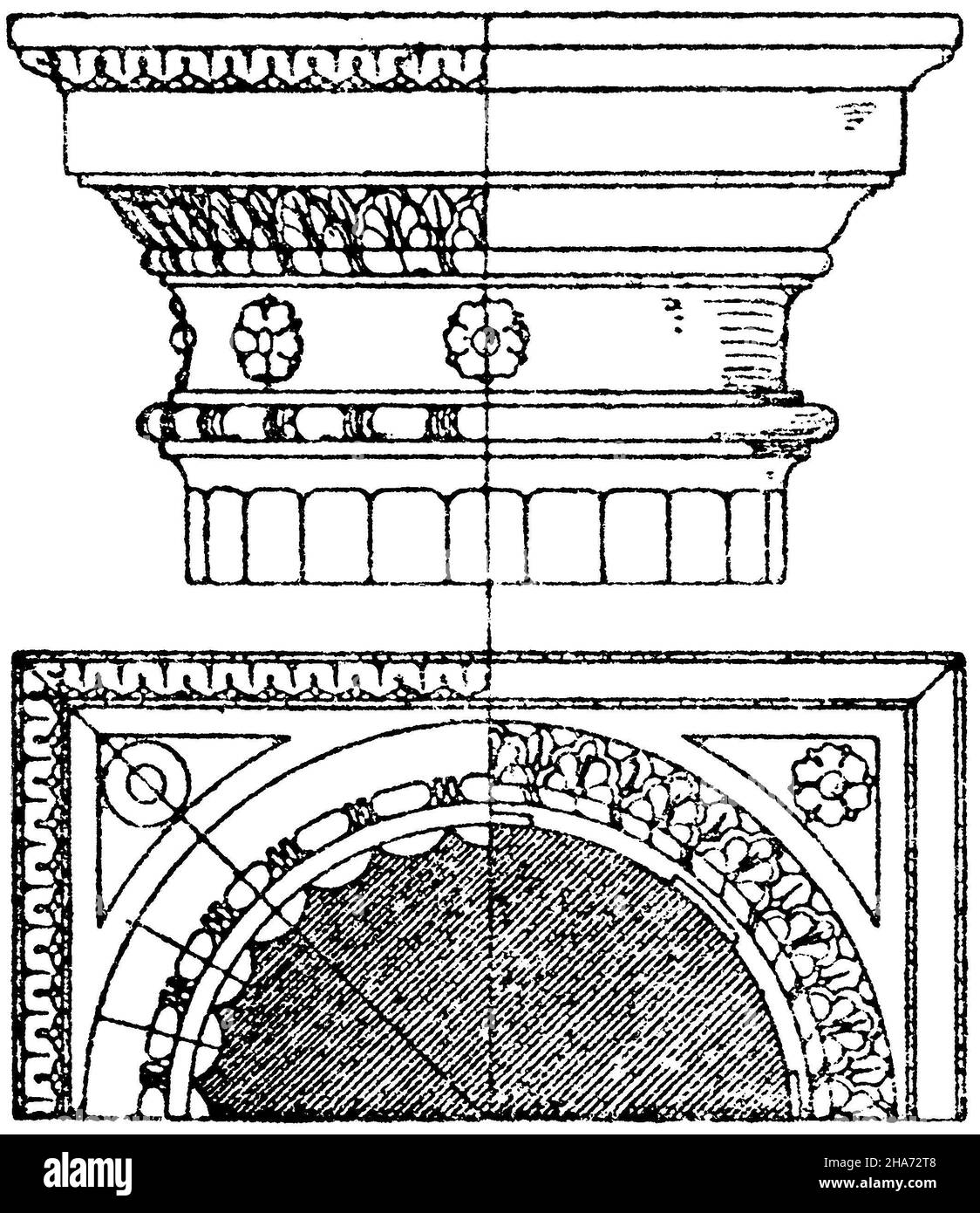 Römische dorische Kolonne Hauptstadt von den Bädern von Diokletian. (Mauch und Lohde), , ML (Musterbuch, ) Stockfoto