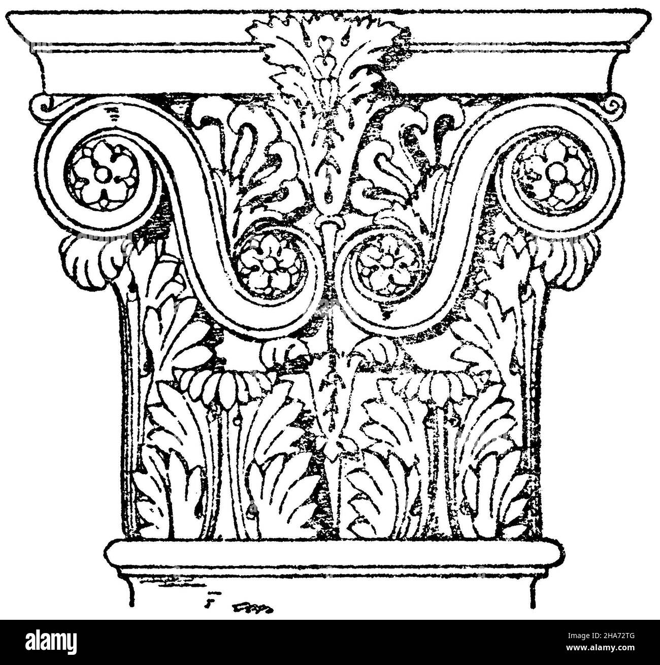 Römisch-korinthische Pilaster-Hauptstadt aus dem Pantheon in Rom., , ML (Musterbuch, ) Stockfoto