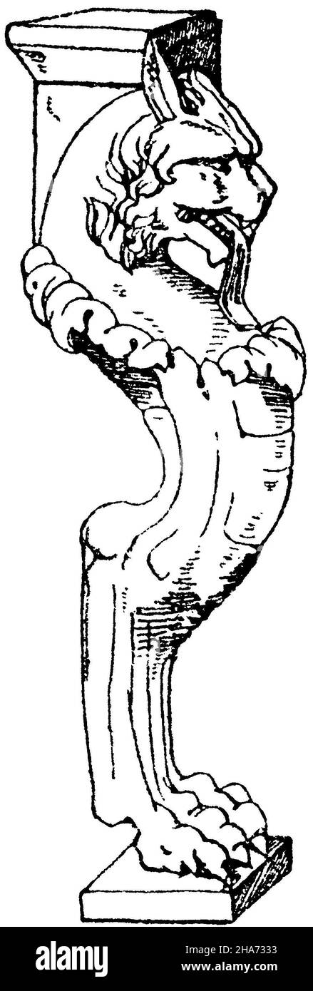 Trapezophore: Römischer Tischfuß aus Marmor; Luchskopf und Luchsklaue 0,84 m hoch. Museum in Neapel., , ML (Musterbuch, ) Stockfoto