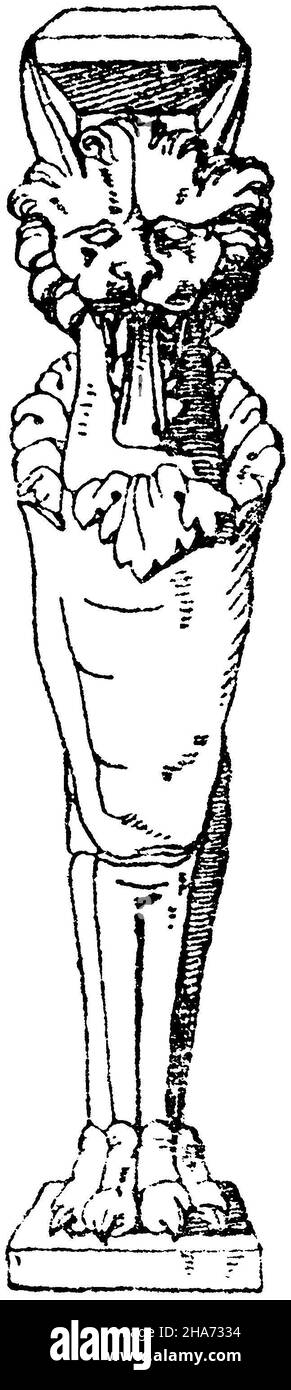 Trapezophore: Römischer Tischfuß aus Marmor; Luchskopf und Luchsklaue 0,84 m hoch. Museum in Neapel., , ML (Musterbuch, ) Stockfoto
