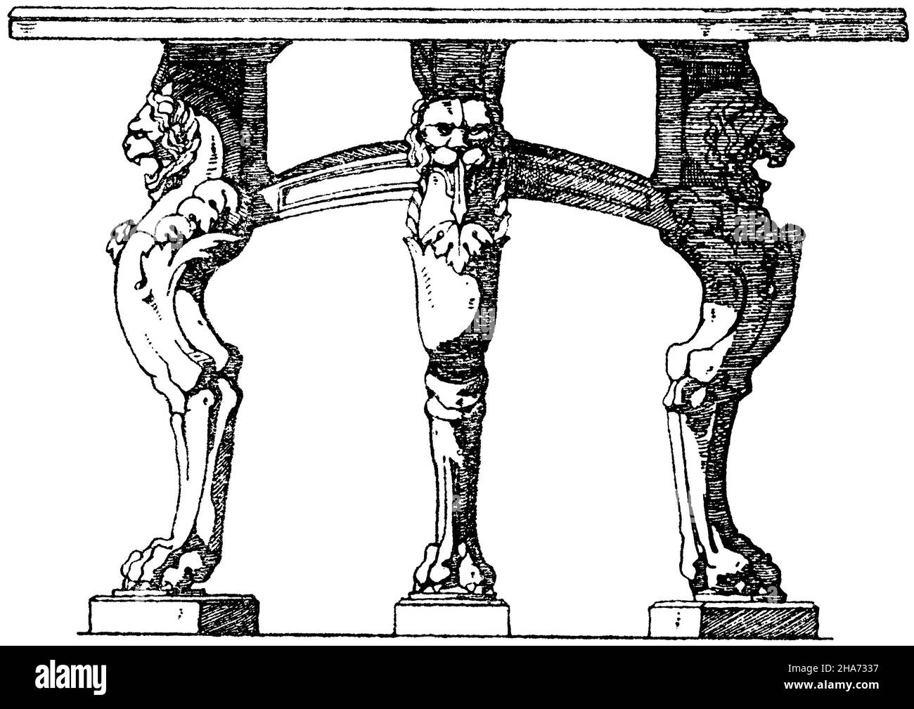 Trapezophore: Dreibeiniger Tisch. Roman. Füße Marmor, oben in Mosaikarbeit., ml (Musterbuch, ) Stockfoto