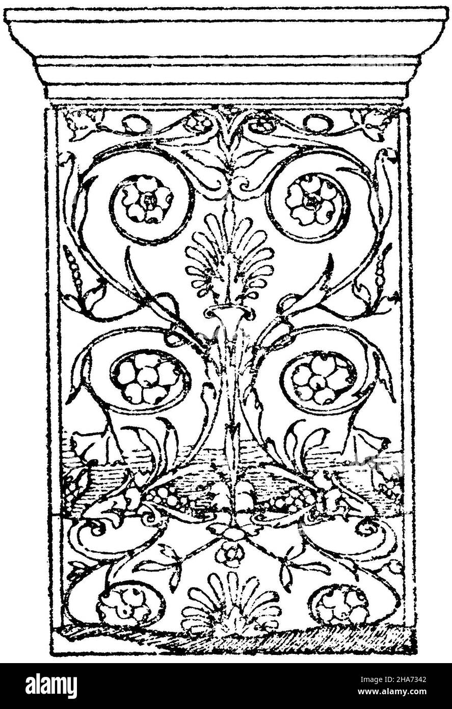 Vorderseite einer Marmorkonsole. Italienische Renaissance. Von Sta. Maria de' miracoli in Venedig. (Gropius), , ML (Musterbuch, ) Stockfoto