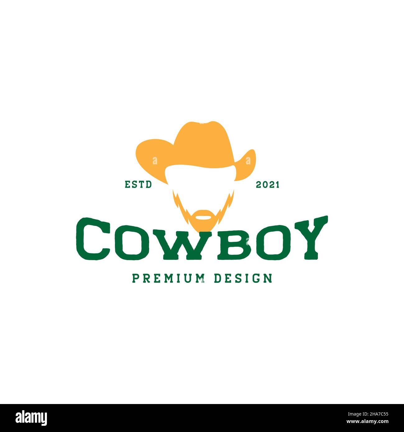 Farbige Cowboy mit Hut Bart vintage Logo Symbol Symbol Vektor Grafik Design Illustration Idee kreativ Stock Vektor