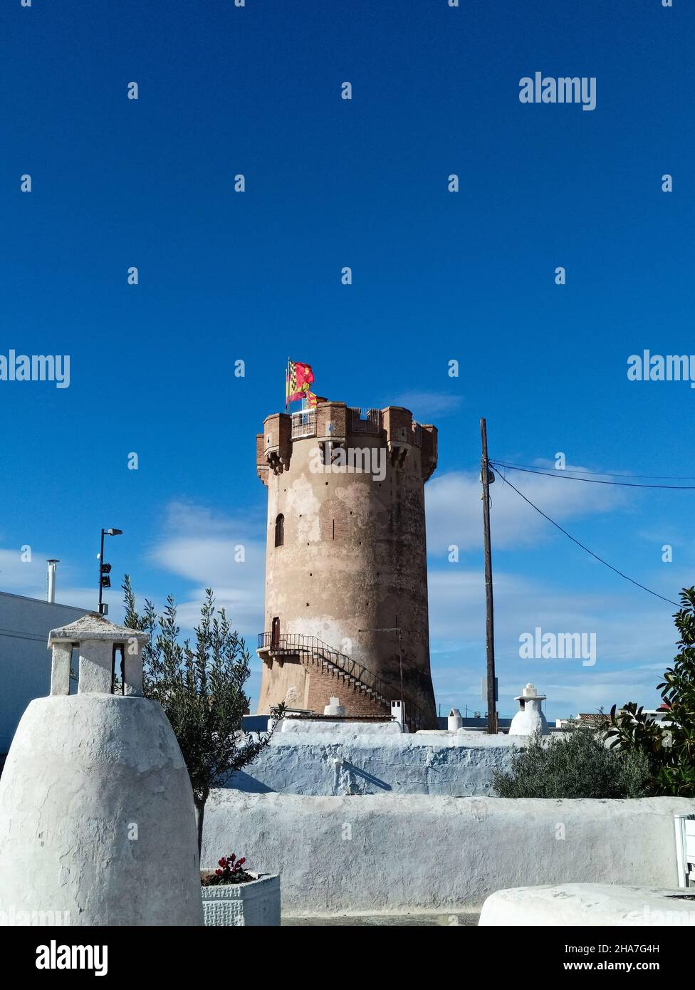 Blick auf den Paterna-Turm. Paterna - Spanien Stockfoto