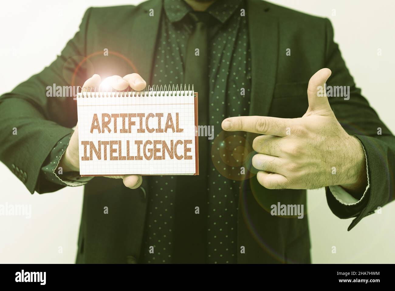 Hand schreiben Zeichen Künstliche Intelligenz. Business Showcase Maschinelle Kopie Kognitive Funktion wie Problemlösung Präsentation neuer Pläne und Ideen Stockfoto