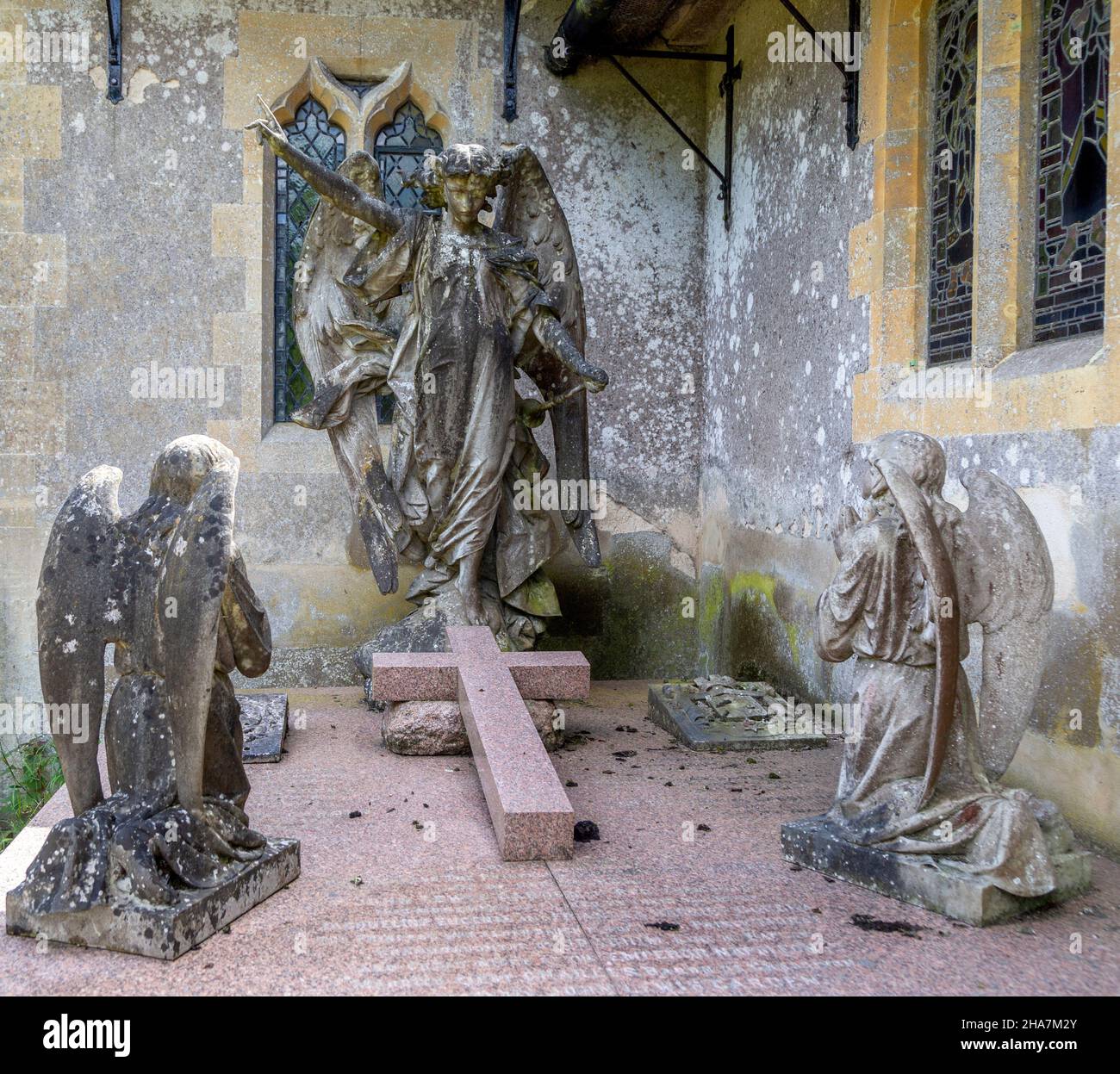 Dorfpfarrkirche All Saints, Ringsfield, Suffolk, England, Großbritannien 1902 Gedenkstätte an Prinzessin Caroline Murat, Caroline Bonaparte Stockfoto