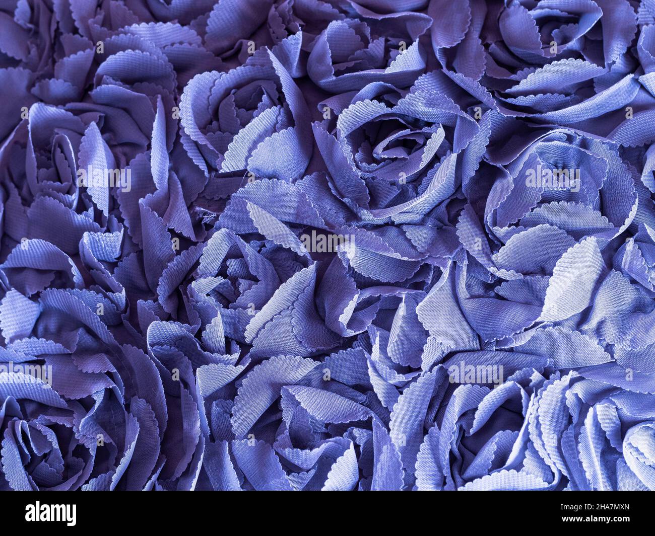 Textil mit Rosen in lila Farbe des Jahres 2022 sehr peri. Demonstration der Farbe von 2022 Jahren für Mode-, Bekleidungs- und Innenarchitektur-Industrie. Platz für Text oder Design kopieren Stockfoto
