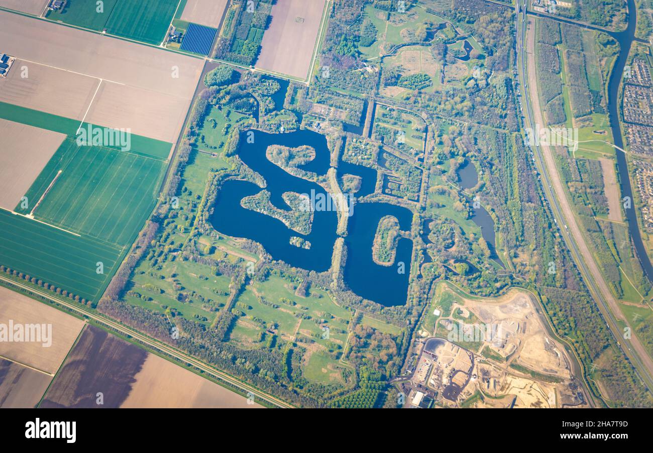 Flug über Naherholungsgebiet in den Niederlanden Stockfoto