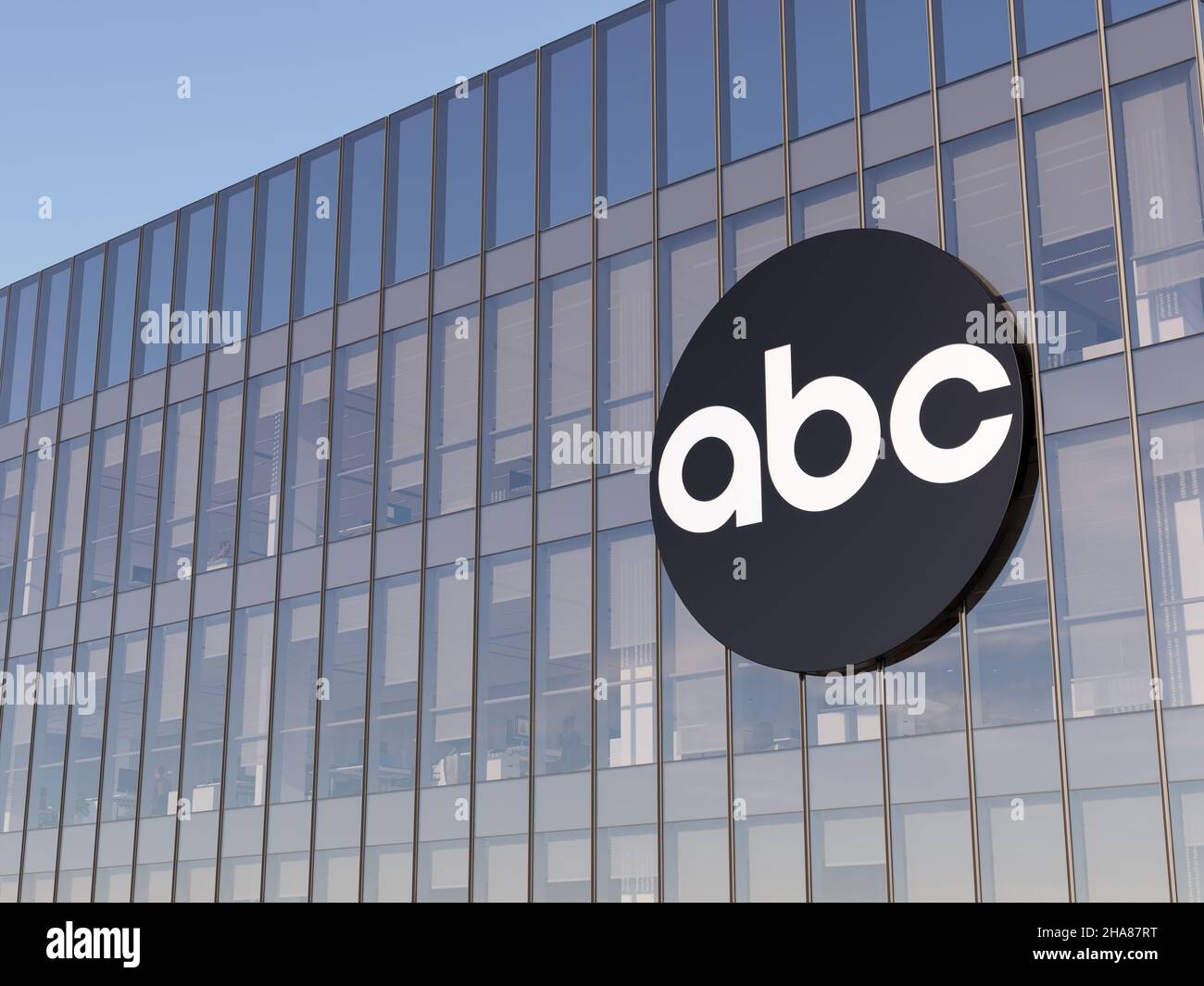 New York, NY, USA. 17. Oktober 2021, nur redaktionelle Verwendung, 3D CGI. ABC American Broadcasting Company ist ein multinationales kommerzielles Fernsehsendeunternehmen Stockfoto