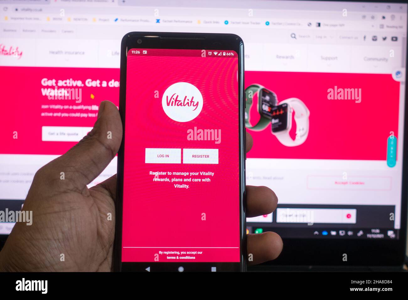 Vitality mobile App für Gesundheit , Auto und Lebensversicherung Anbieter Stockfoto