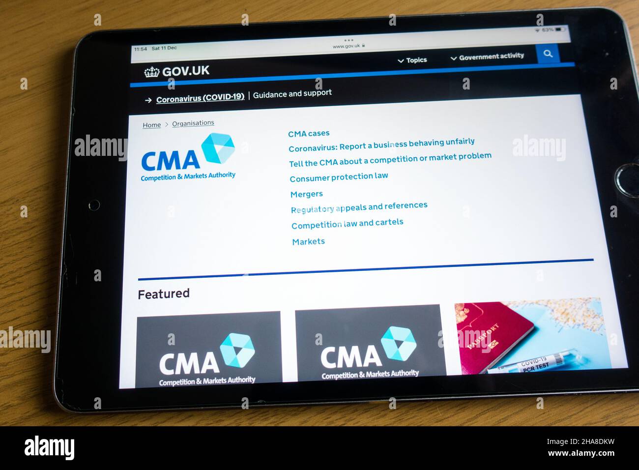 CMA die Wettbewerbs- und Marktbehörde der britischen Regierung Stockfoto