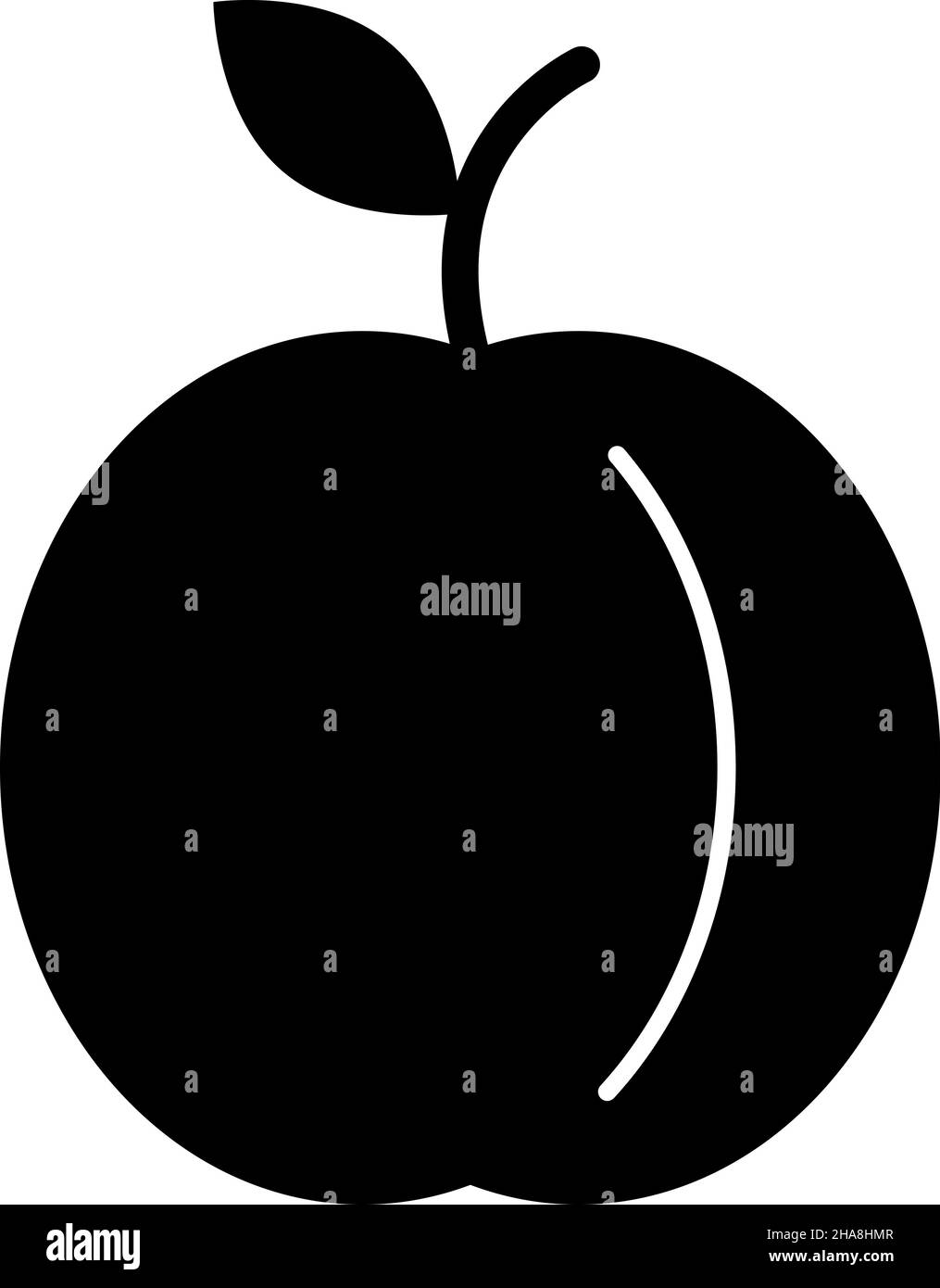 Nektarine Glyphe Symbol Frucht Vektor Stock Vektor