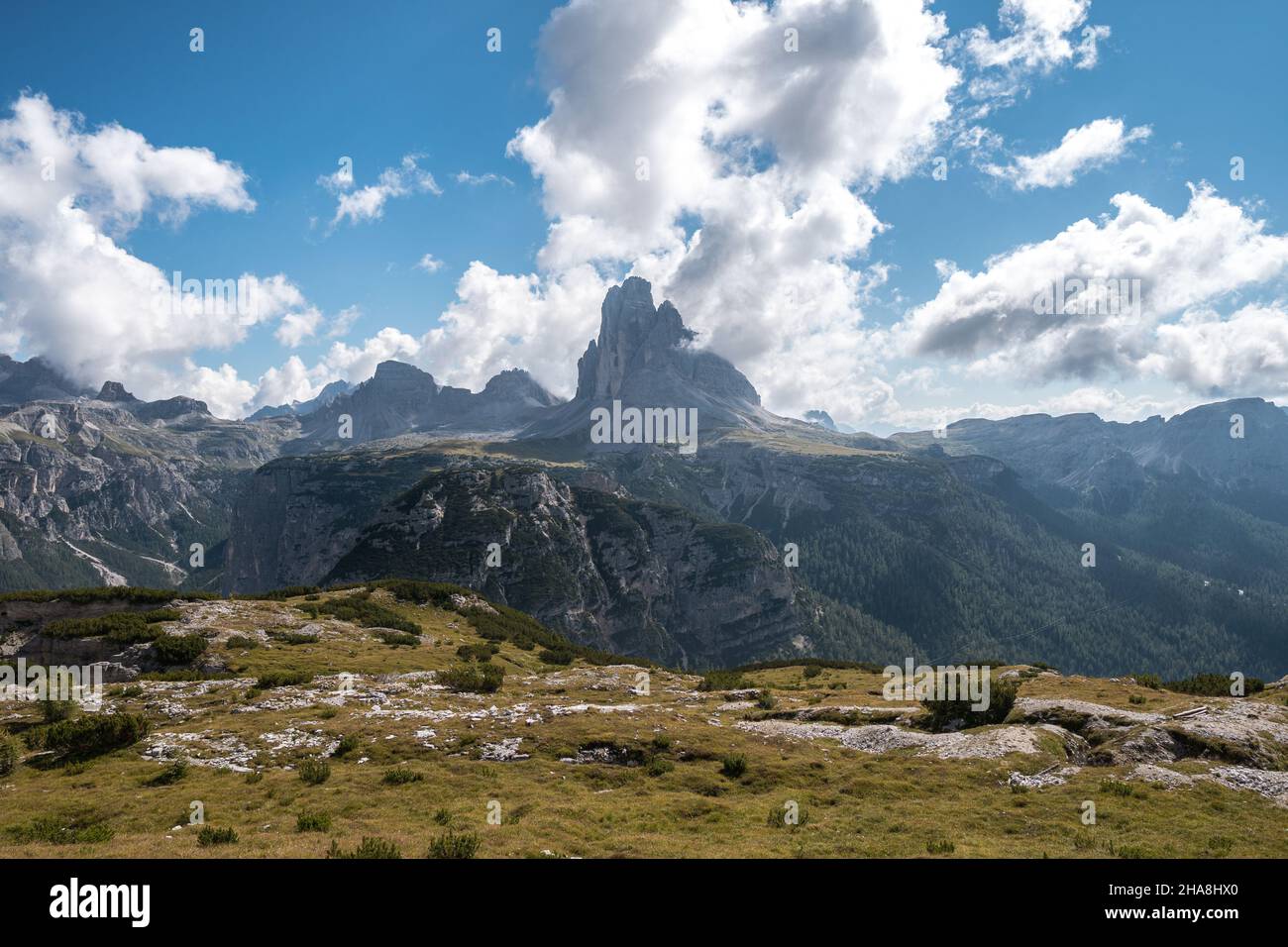 Blick auf den Monte Piana in den Dolomiten Alpen, Italien Stockfoto