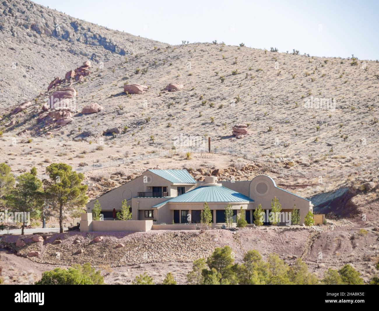 Sonnige Sicht auf die Landschaft im Calico Basin Trail in Nevada Stockfoto