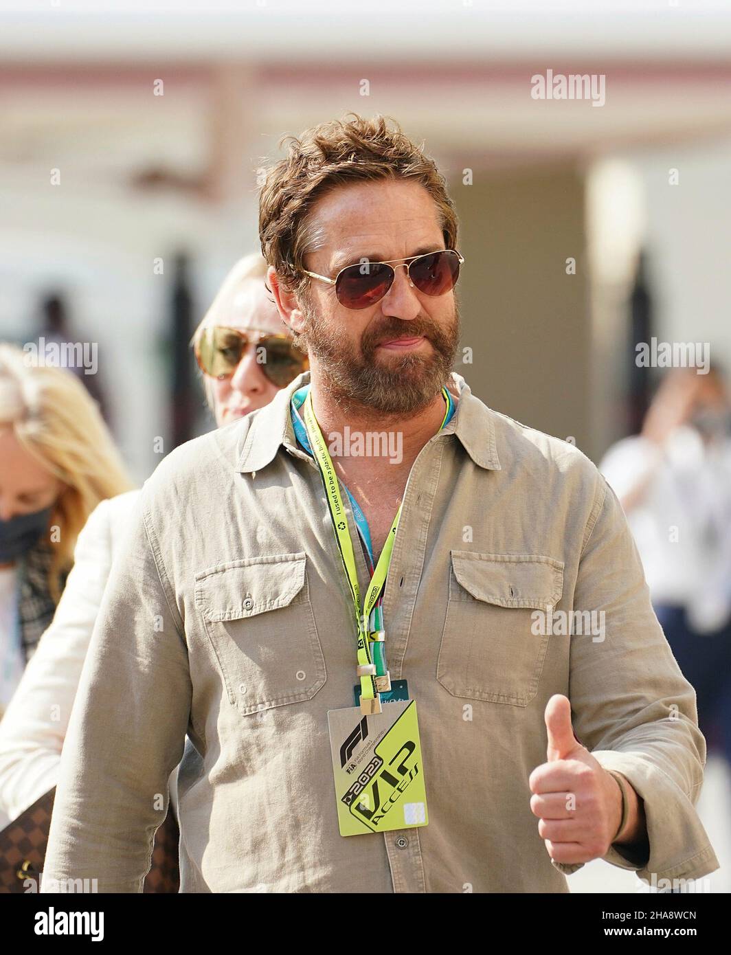 11.12.2021, Yas Marina Circuit, Abu Dhabi, FORMEL 1 ETIHAD AIRWAYS ABU DHABI GRAND PRIX 2021, im Bild Schauspieler Gerard Butler im Fahrerlager von Abu Dhabi. Stockfoto
