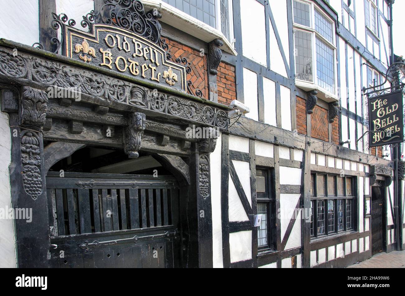 17. Jahrhundert The Old Bell Hotel, Sadler Tor, Derby, Derbyshire, England, Vereinigtes Königreich Stockfoto