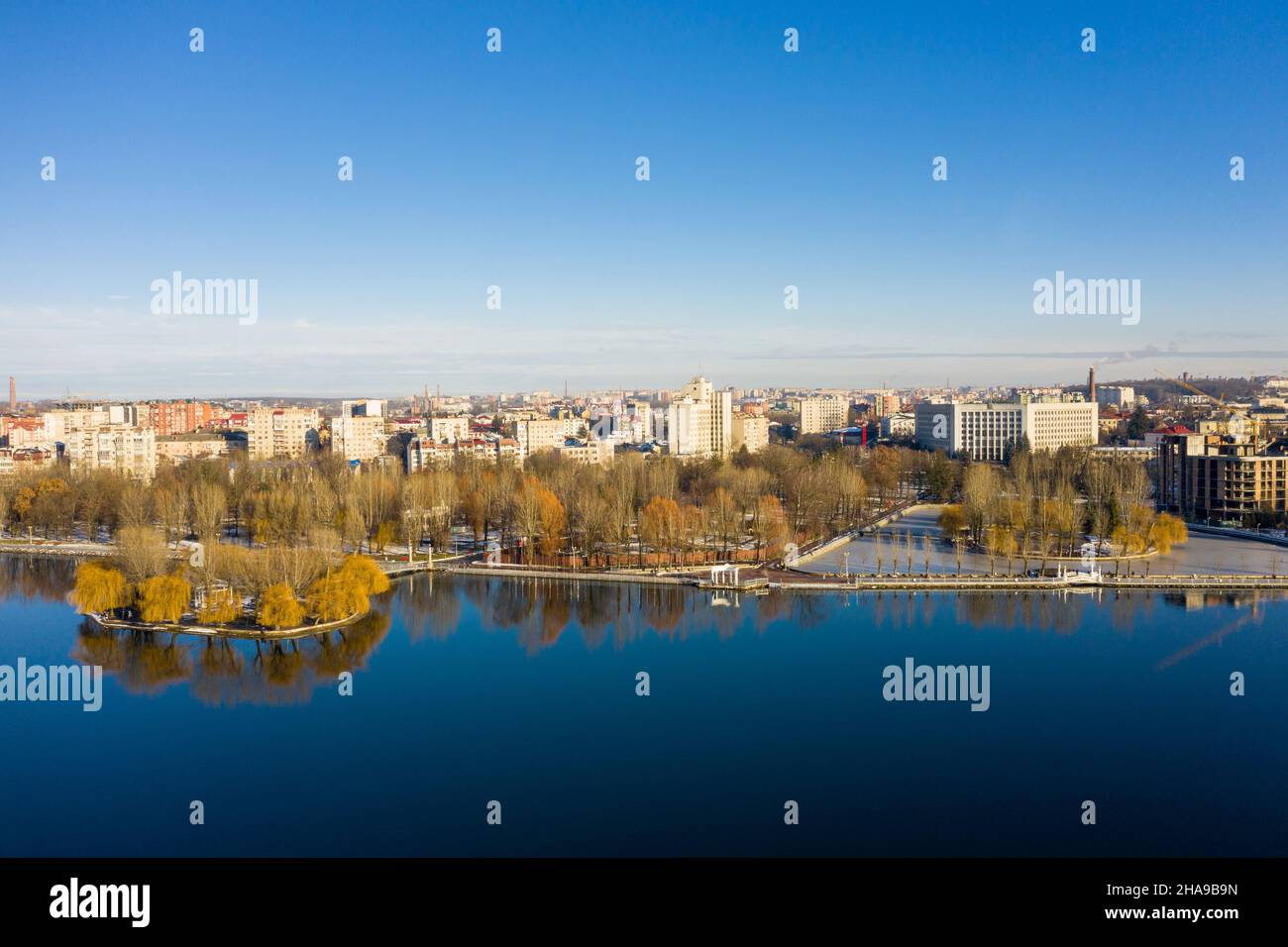 Die Stadtlandschaft Ternopol Luftpanorama Stockfoto