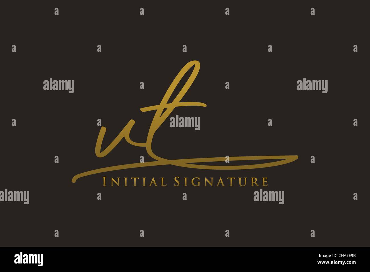 VT Letter Signature Logo Template Elegantes Design-Logo. Handgezeichnete Kalligraphie Schriftzug Vektor Illustration. Stock Vektor