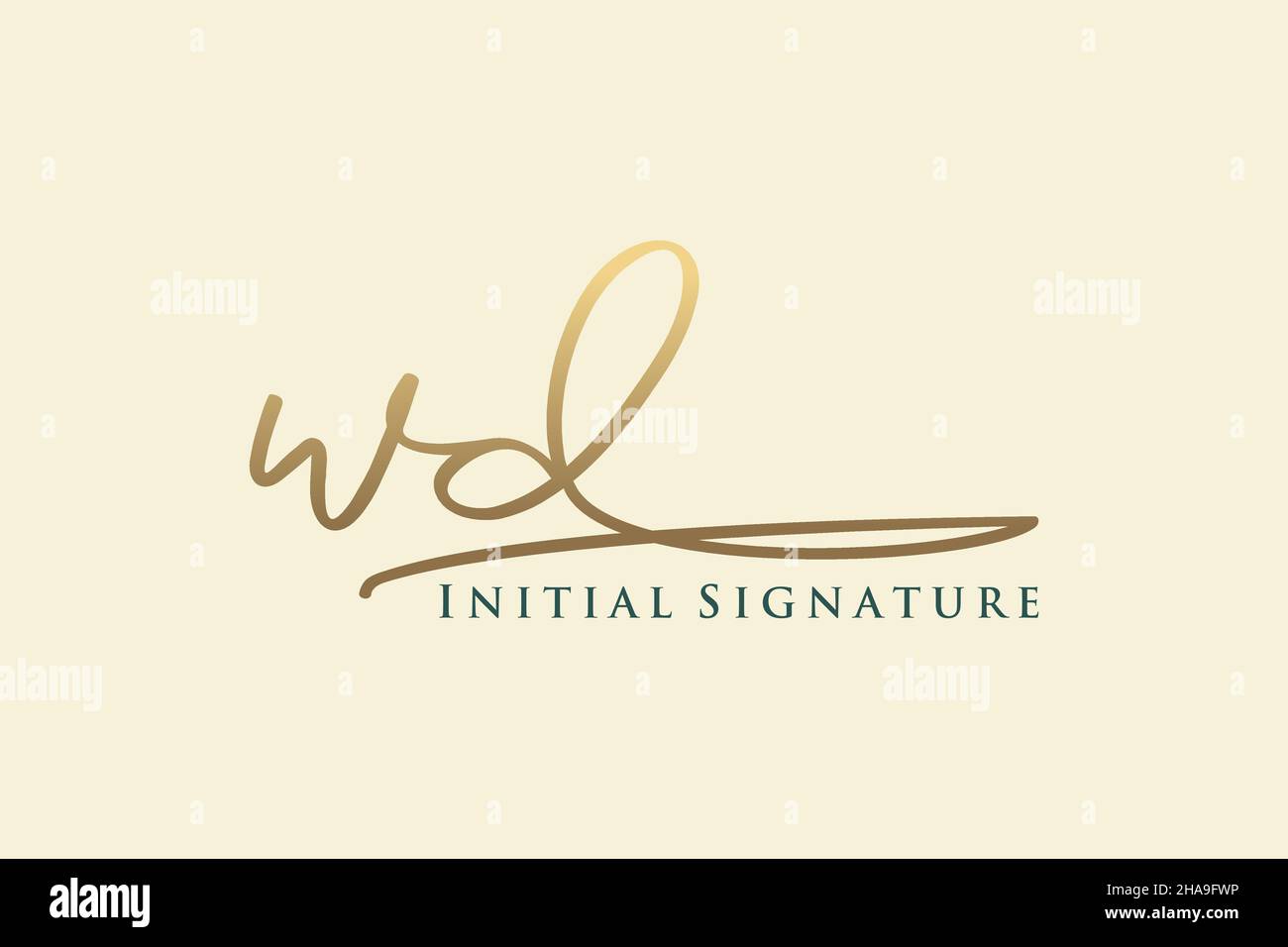 WD Letter Signature Logo Template Elegantes Design-Logo. Handgezeichnete Kalligraphie Schriftzug Vektor Illustration. Stock Vektor