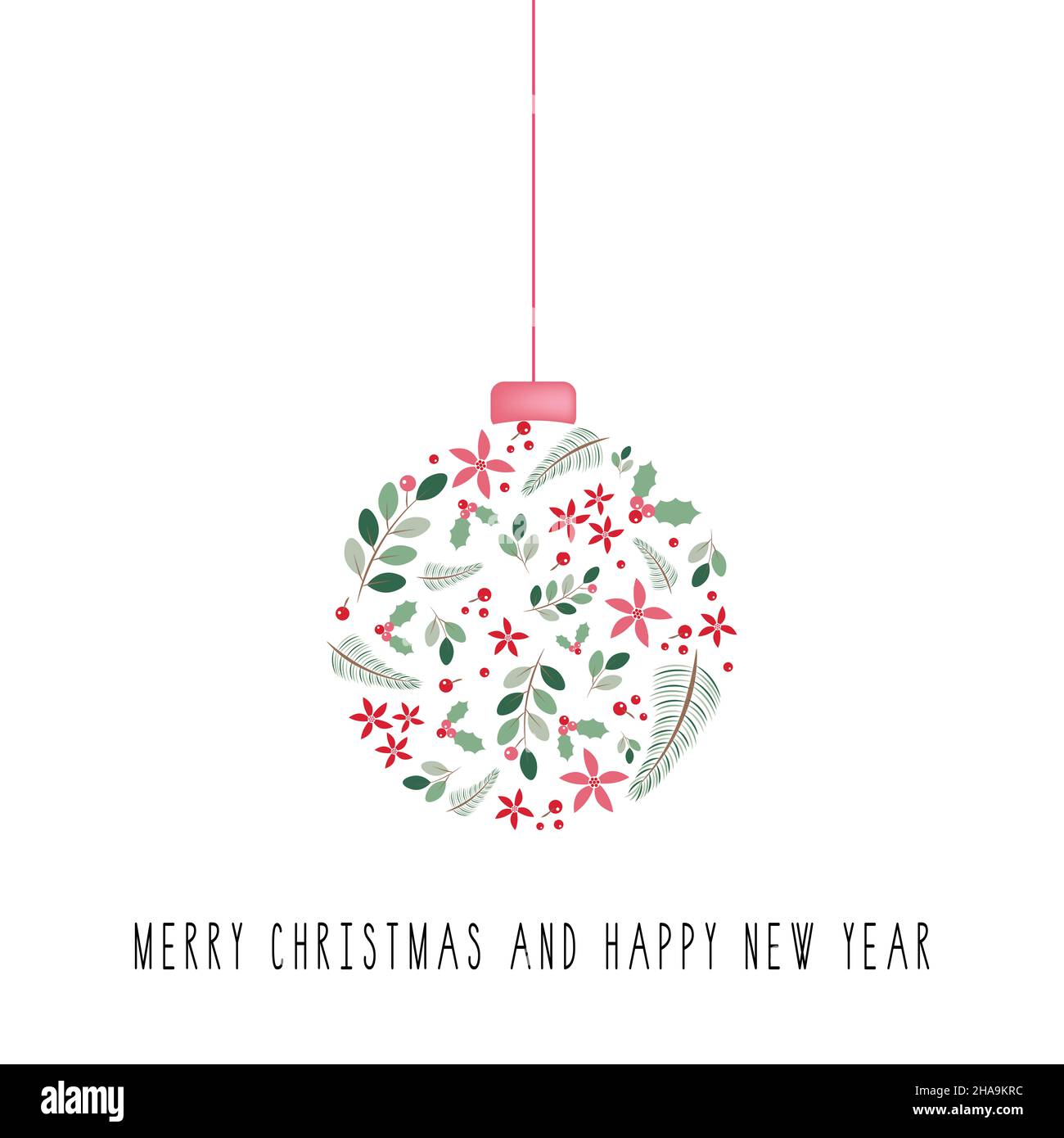 Weihnachtskugel aus Weihnachtsdekoration Illustration isoliert auf weißem Hintergrund Stockfoto