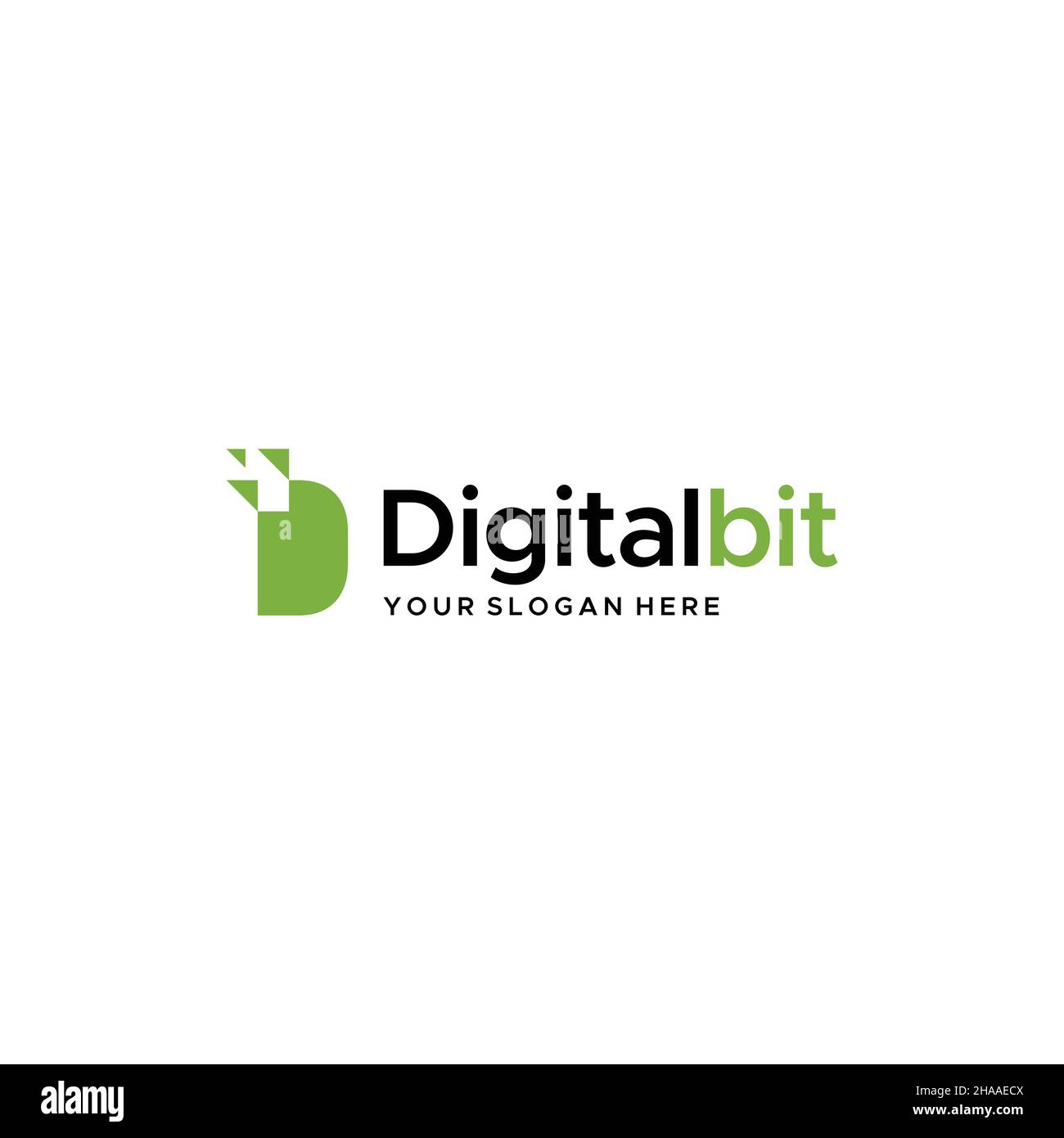 Flaches Buchstabenzeichen, anfängliches D-DIGITALBIT-Logo Stock Vektor