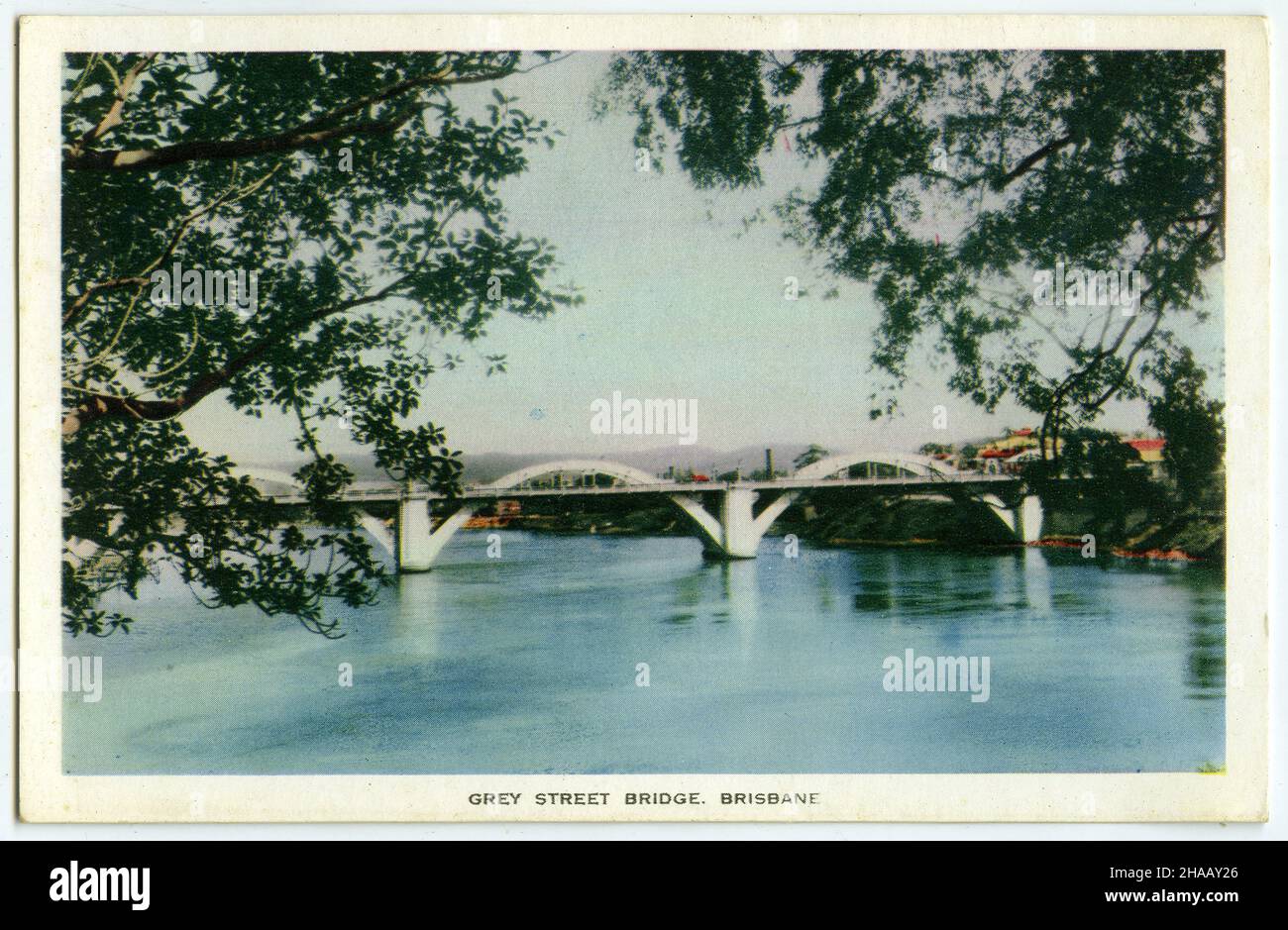 Postkarte mit der Gray Street Bridge, Brisbane, Queensland, um 1930 Stockfoto