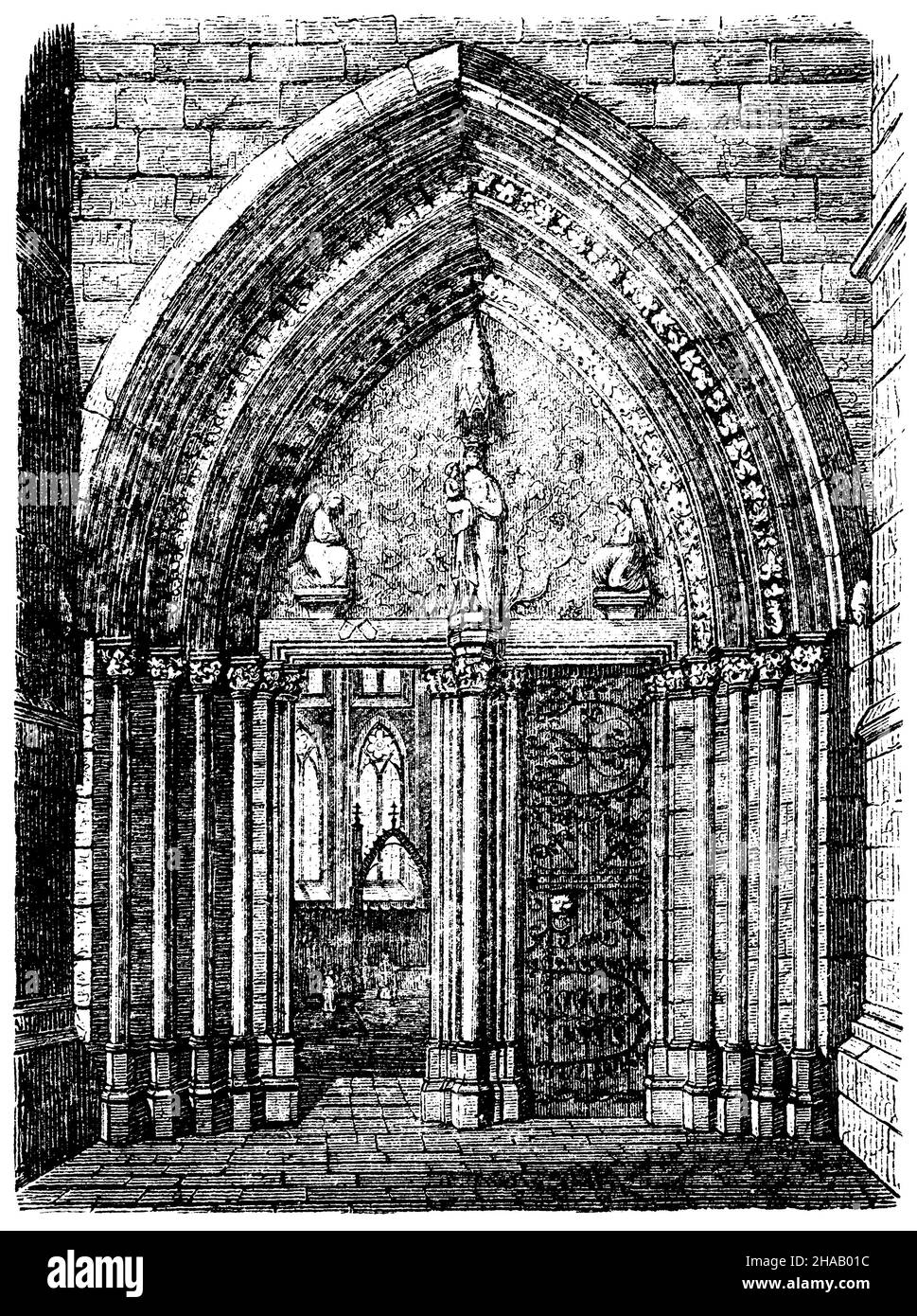 Elisabethkirche in Marburg, 1235. Portal, , (Architekturgeschichte Stockfoto