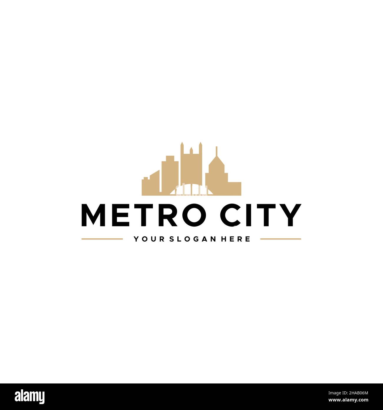 Wohnung METRO CITY Immobilien Gebäude Logo Design Stock Vektor